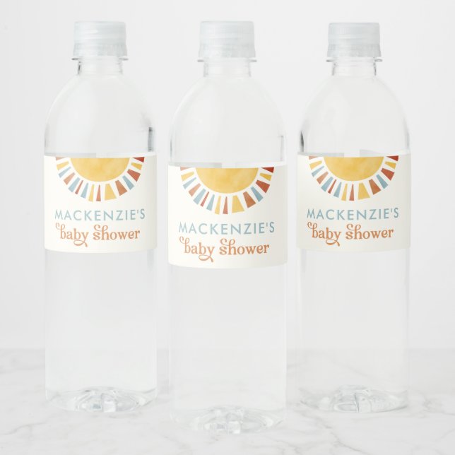 Sol Boho Baby Shower-Vattenflaska etikett (Flaskor)