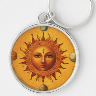 Sol bright rund silverfärgad nyckelring