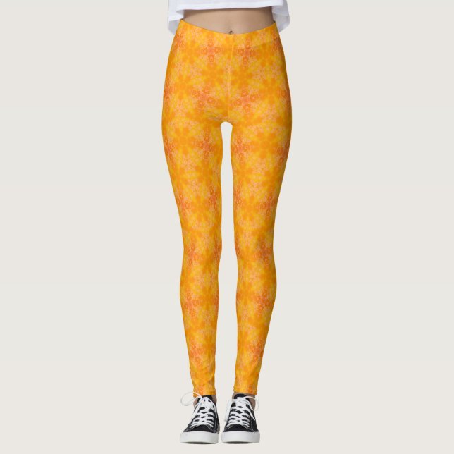Sol Burst Solar Bloom Geometric Seamless Mönster Leggings (Framsida)