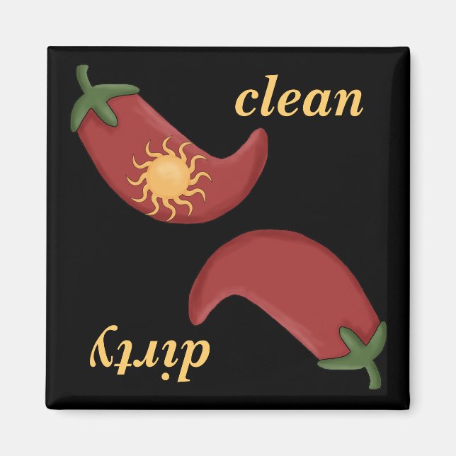Sol Clean eller Dirty Peppers Dishwasher Magnet (Framsidan)