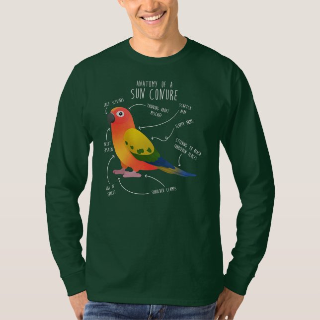 Sol Conure Anatomy Funny Cute Pet Parrot Bird T Shirt (Framsida)