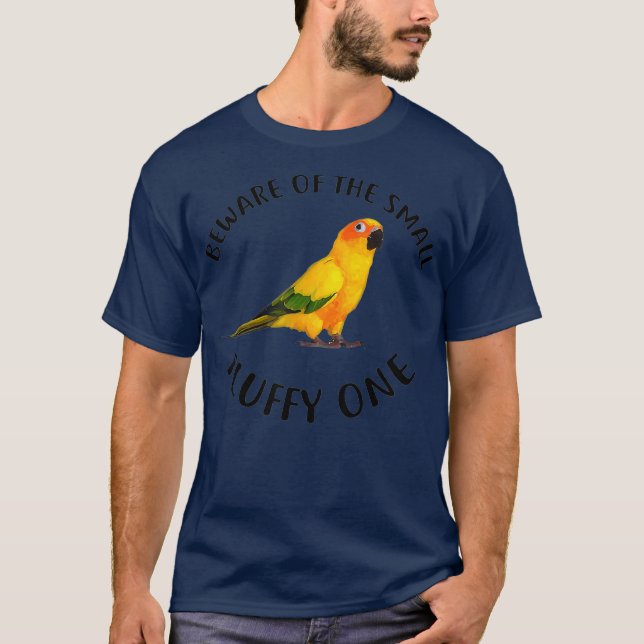 Sol Conure Apparate Beware of My Parrot Bird T Shirt (Framsida)
