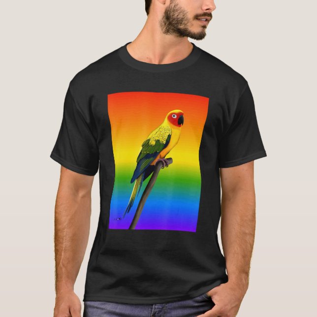 Sol Conure Regnbåge Fågel Fågel Fågelskådare Mångf T Shirt (Framsida)