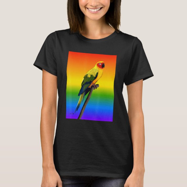 Sol Conure Regnbåge Fågel Fågel Fågelskådare Mångf T Shirt (Framsida)