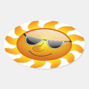 Sol Coola Sunshine Glossy Smile, sommarvärme Ovalt Klistermärke