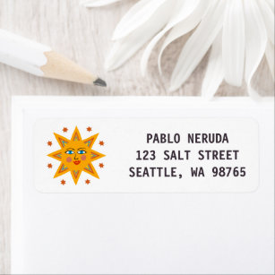 Sol Cute Lycklig ANPASSNINGSBAR Mailing Returadress Etikett