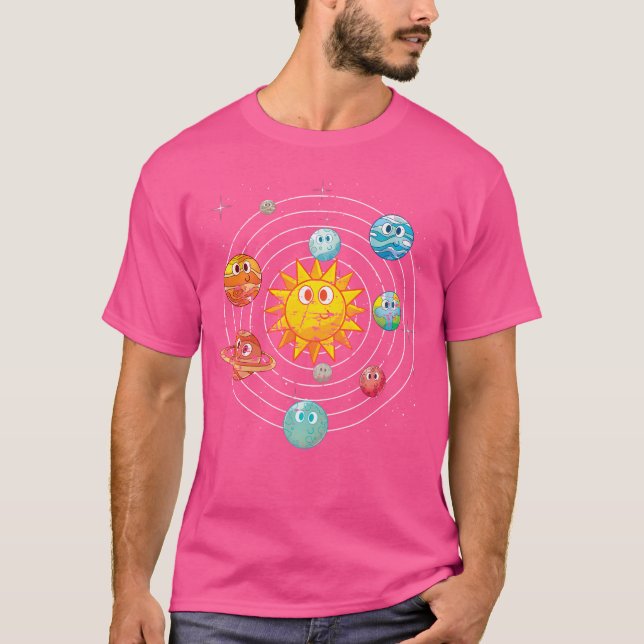 Sol Cute Planets Astronomer Rymden Scientist T Shirt (Framsida)