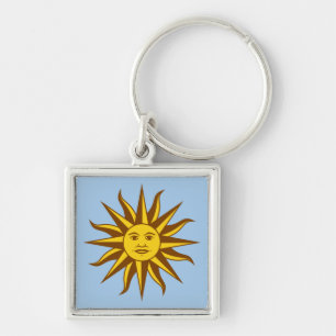 Sol de Mayo - URUGUAY Fyrkantig Silverfärgad Nyckelring