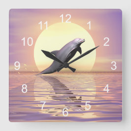 Sol Dolphin Fyrkantig Klocka