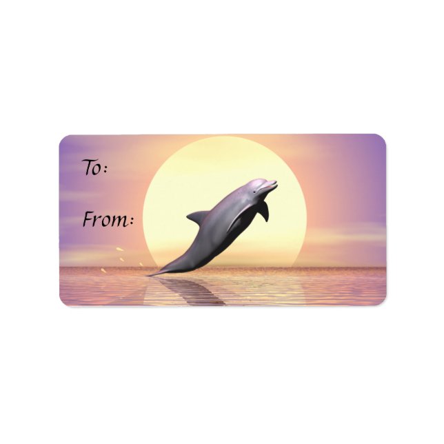 Sol Dolphin Gift Märkre Adressetikett (Framsidan)