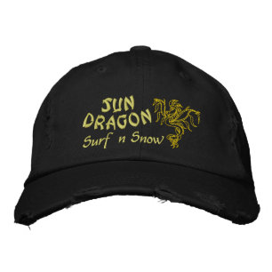 Sol Dragon Surfa och Snö Broderad Keps