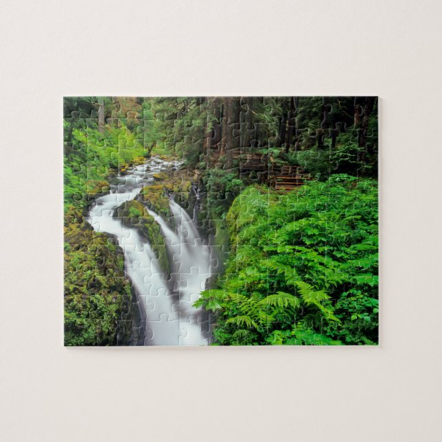 Sol Duc Falls i Olympic National Park i Pussel (Horisontell)