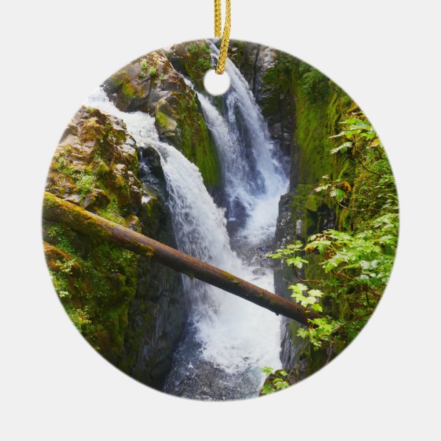 Sol Duc Falls I vid Olympic National Park Julgransprydnad Keramik (Framsidan)