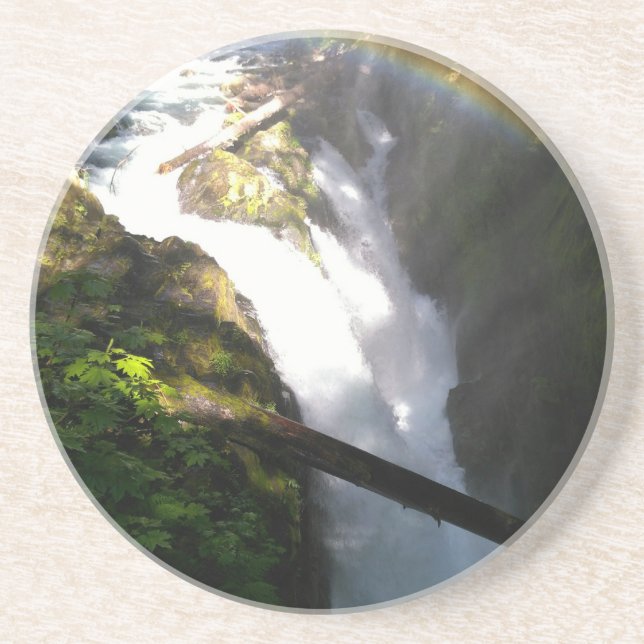 Sol Duc Falls Olympic National Square Tile Underlägg Sandsten (Framsidan)