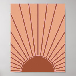 Sol Earth Tones Sunrise Brown Rust Retro Sunshine Poster