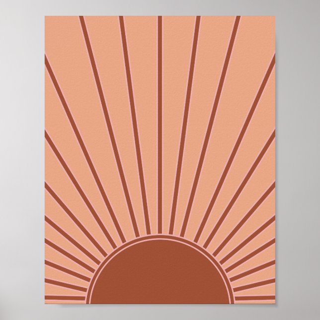 Sol Earth Tones Sunrise Brown Rust Retro Sunshine Poster (Framsidan)
