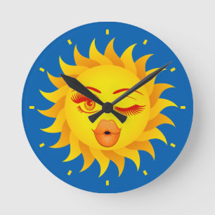 Sol Emoji Clock Rund Klocka