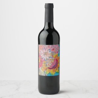 Sol färgat av Lydia Art Sangria Vinflaska Etikett
