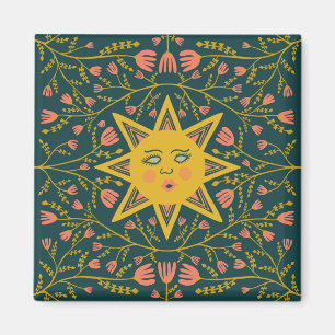 Sol & Flowers Rosa Gult Magnet
