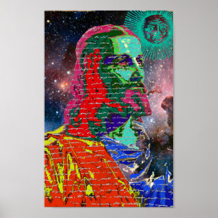 Sol för stjärnor för kosmos för galax för Jesus Poster
