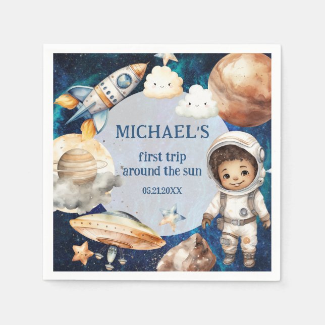 Sol första Resa runt foto 1:a födelsedagen vid Sol Pappersservett (Framsidan)