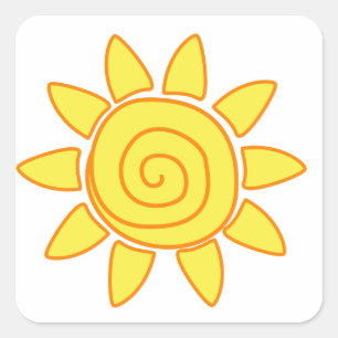 sol fyrkantigt klistermärke