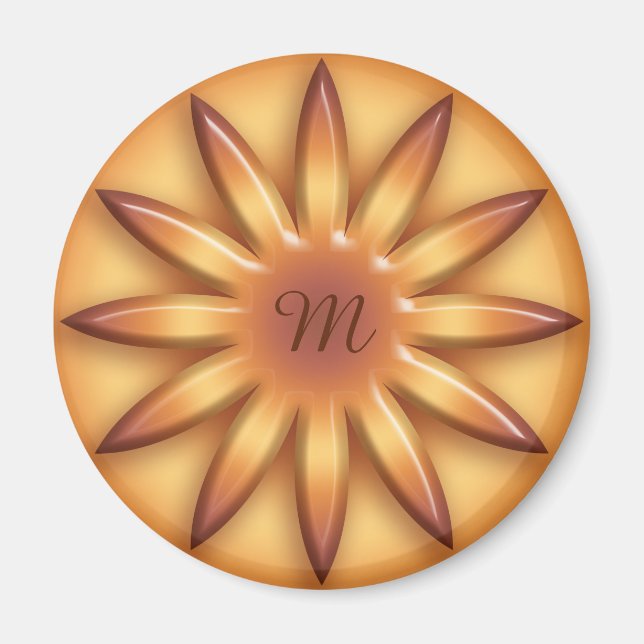 Sol. Geometrisk övertoning inslag. Monogram. Magnet (Framsidan)