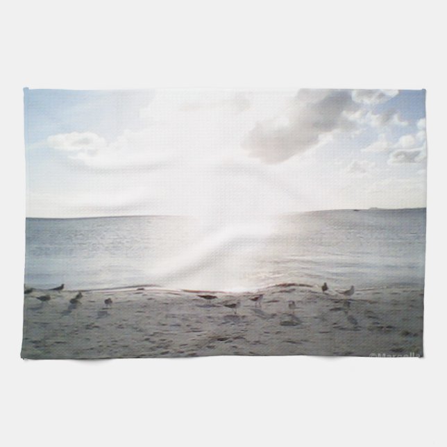 Sol gloria vid stranden kökshandduk (Horisontell)