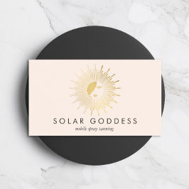 Sol Goddes Girl Logotyp Spray Tanning Salon Rosa Visitkort