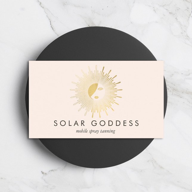 Sol Goddes Girl Logotyp Spray Tanning Salon Rosa Visitkort (Skapare uppladdad)