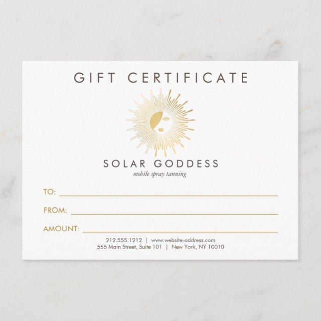 Sol Goddess Girl Logotyp Spray Tanning Gift Card (Framsida)