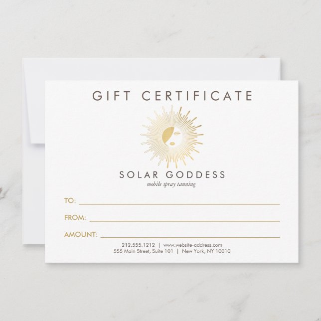 Sol Goddess Girl Logotyp Spray Tanning Gift Card (Framsida)