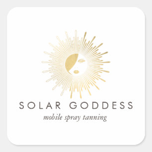 Sol Goddess Girl Logotyp Spray Tanning Salon Fyrkantigt Klistermärke