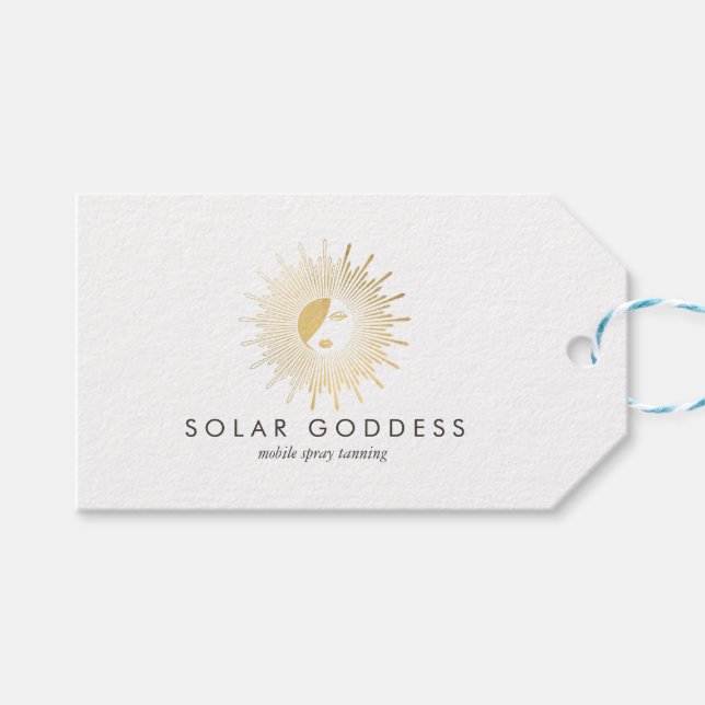 Sol Goddess Girl Logotyp Spray Tanning Salon Presentetikett (Framsidan (Horisontell))