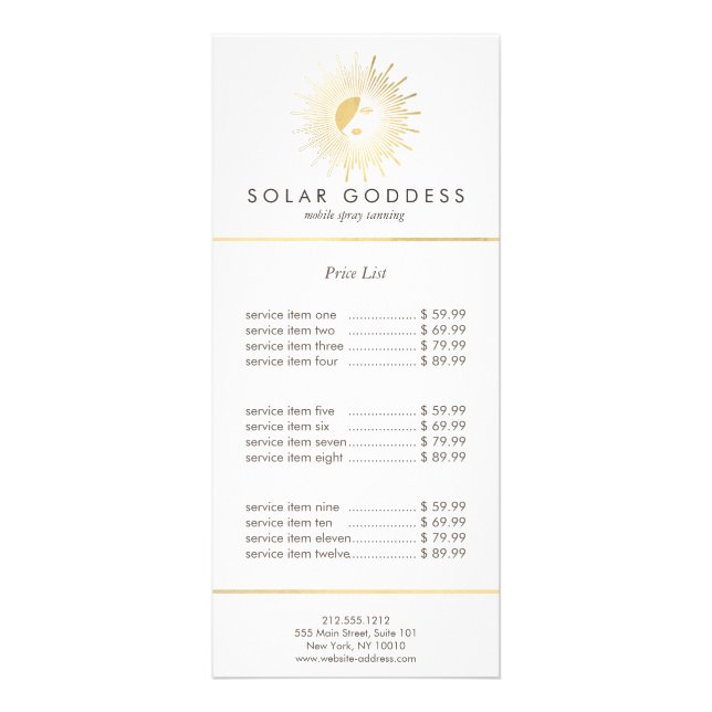 Sol Goddess Girl Logotyp Spray Tanning Salon Reklamkort (Framsidan)