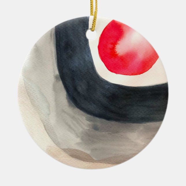 Sol grå och svart abstrakt modern konst julgransprydnad keramik (Framsidan)
