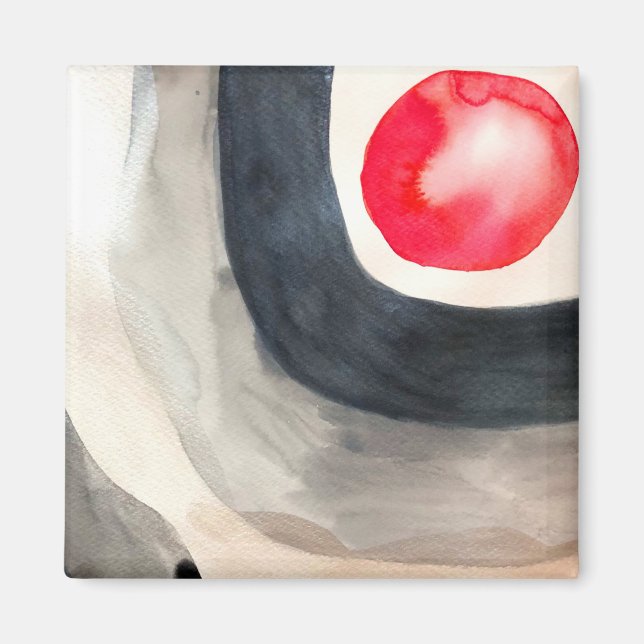 Sol grå och svart abstrakt modern konst magnet (Framsidan)