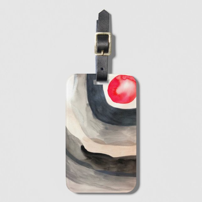 Sol grått och svart abstrakt modern konst bagagebricka (Framsida vertikal)