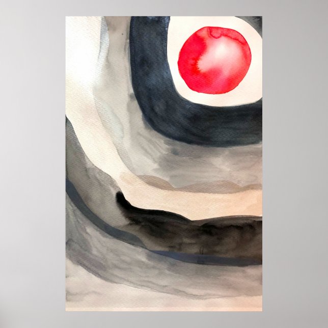 Sol grått och svart abstrakt modern konst poster (Framsidan)