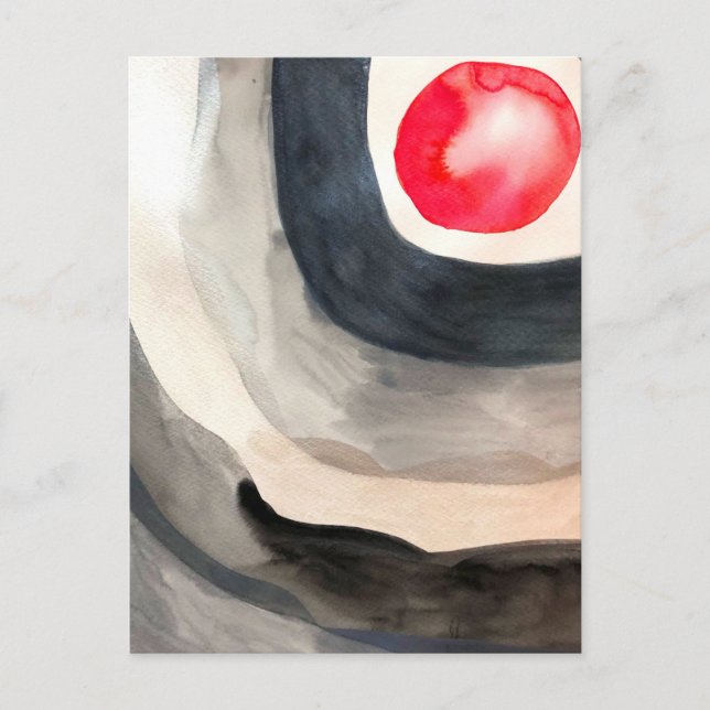 Sol grått och svart abstrakt modern konst vykort (Framsida)