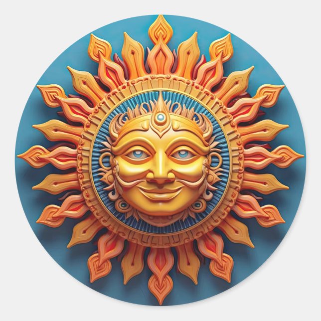 Sol Gud Runt Klistermärke (Framsida)