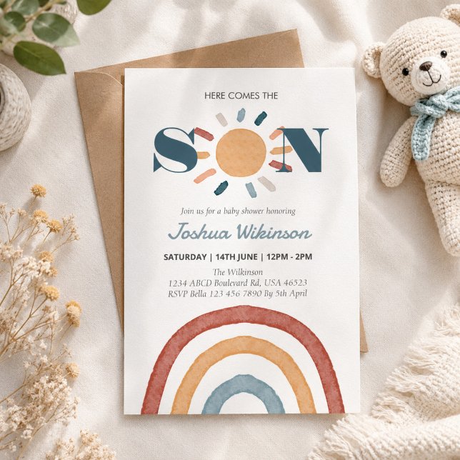 Sol Här kommer Sonen baby shower  Inbjudningar (Skapare uppladdad)