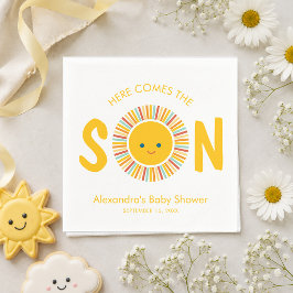 Sol Här kommer sonen Pojke Baby Shower Pappersservett