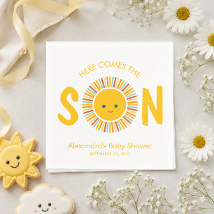 Sol Här kommer sonen Pojke Baby Shower Pappersservett