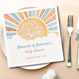 Sol Här kommer sonen Pojke Baby Shower  Pappersservett