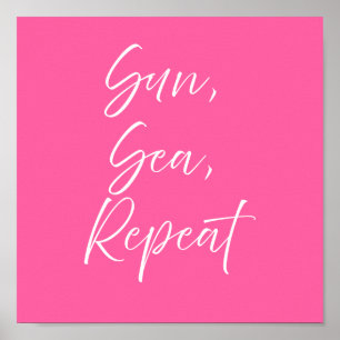 Sol Hav Upprepa Rosa Affisch Preppy Kuststil