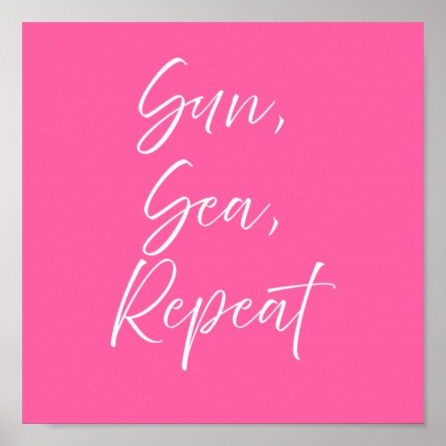 Sol Hav Upprepa Rosa Affisch | Preppy Kuststil (Framsidan)