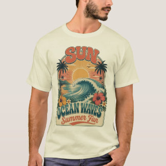 Sol Hav Vågor Sommar Kul Strand Design T Shirt