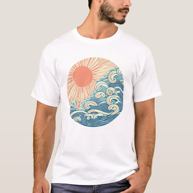 Sol Hav Vågor T Shirt (Framsida)
