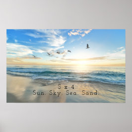 Sol, Himlar. Havet. Sand. Beach Scene Poster
